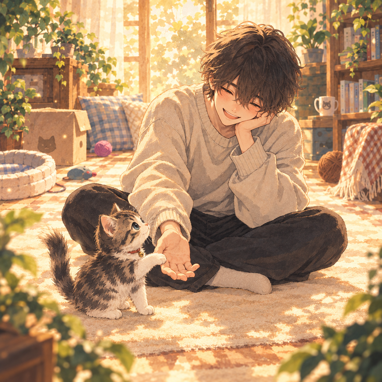 子猫さんが自分から手に触れてくれたクリア記念イラスト