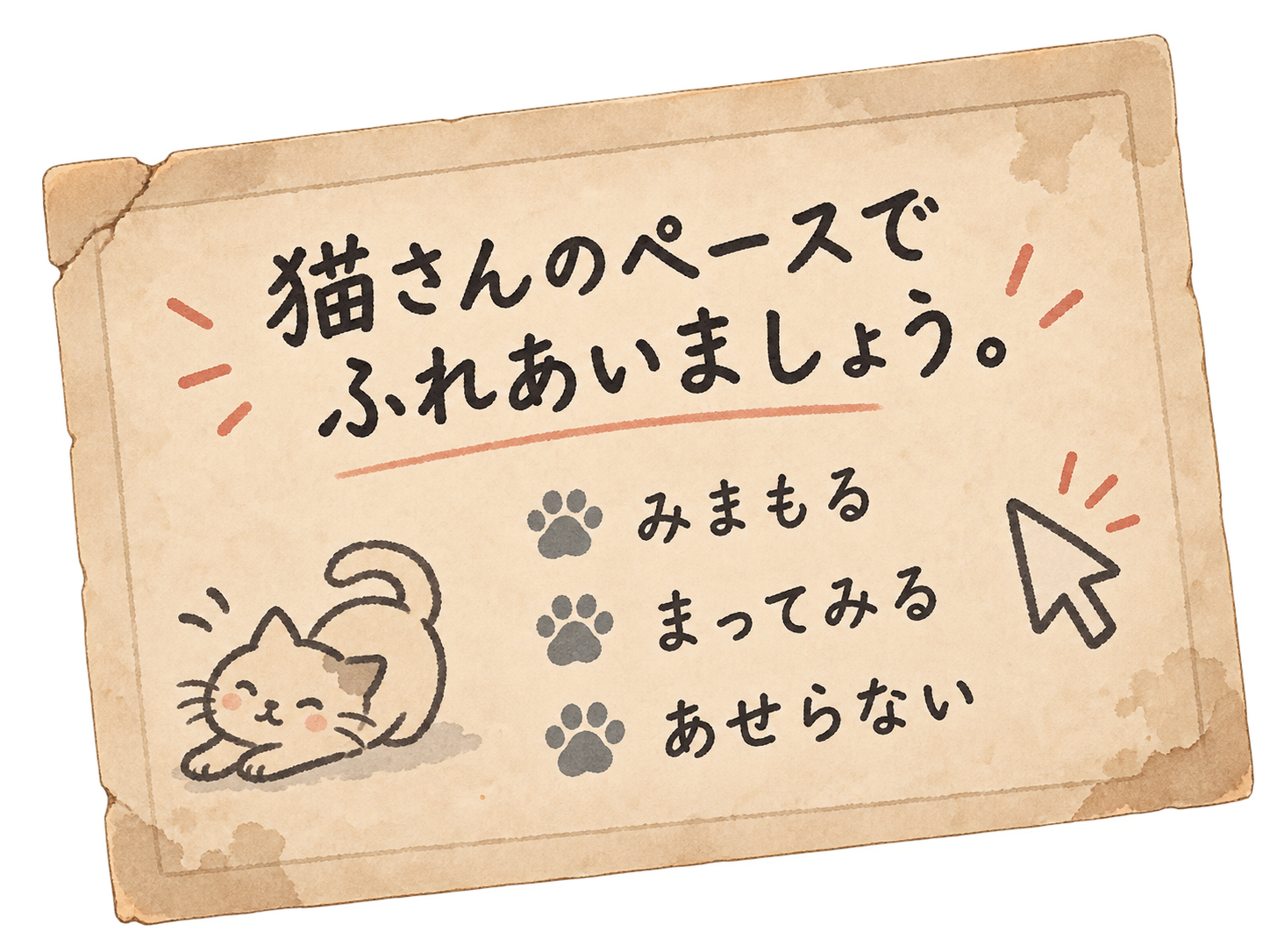 猫さんのペースでふれあいましょう